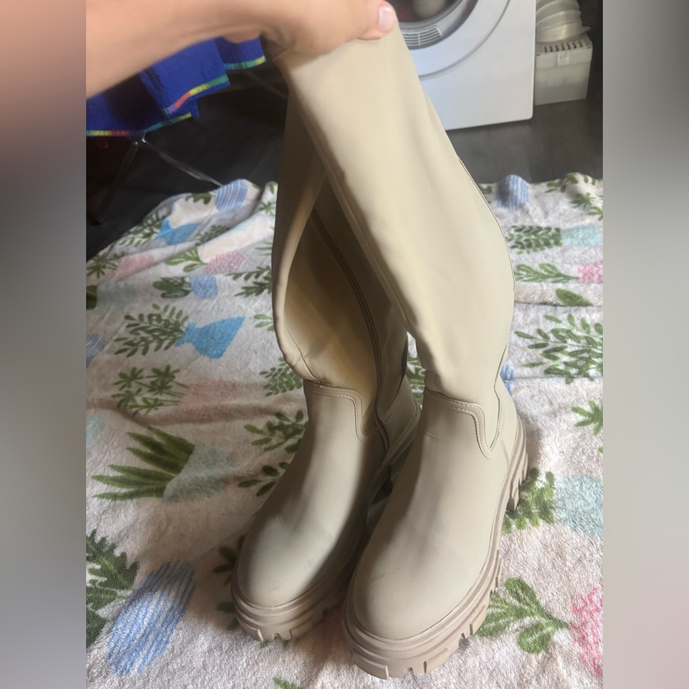 ASOS Cream Over the Knee Boots